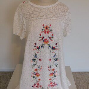 Altar'd State Dress Women's Medium Lace Ivory Boho Chic Cream flowered lined